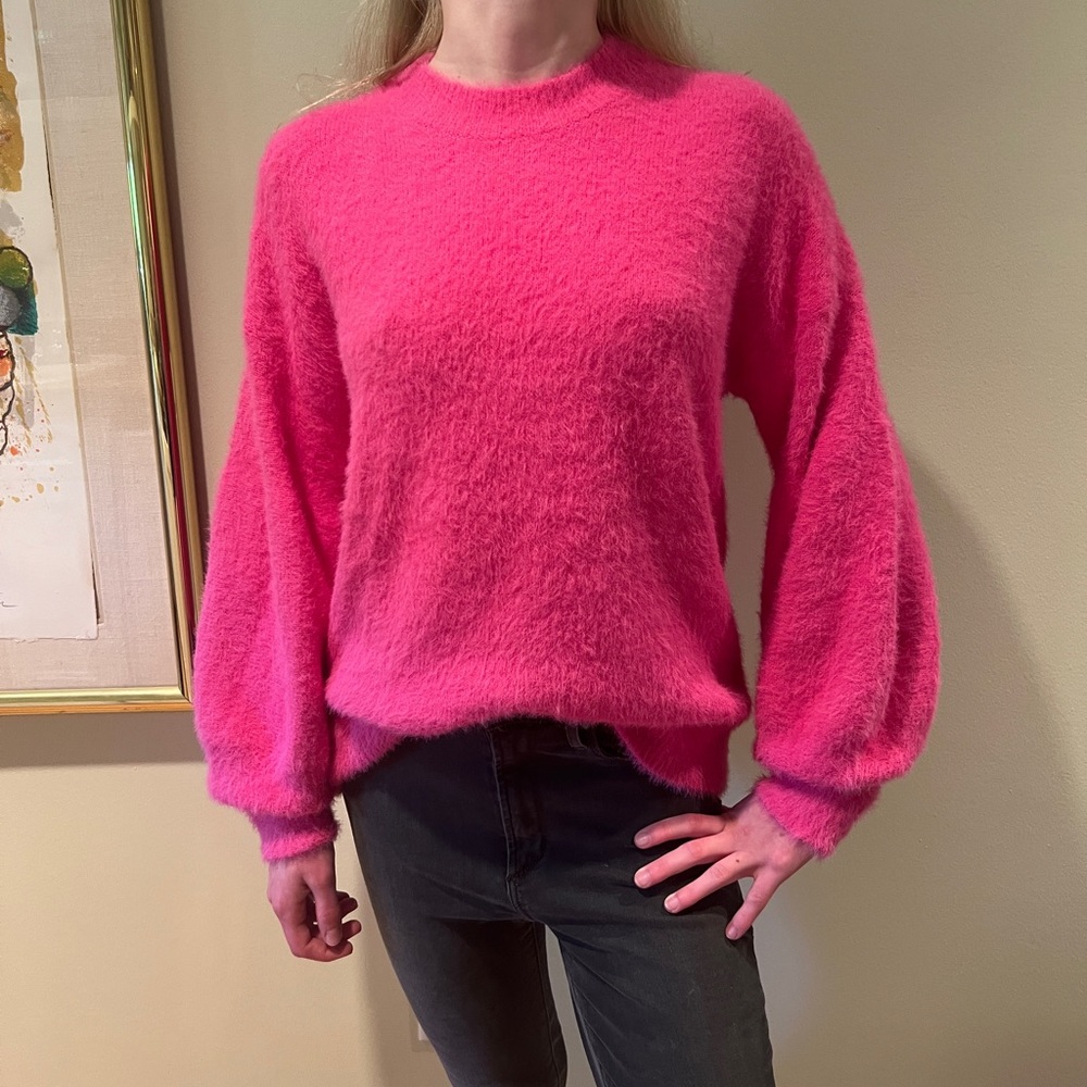 Do+Be Hot Pink Balloon Sleeve Sweater